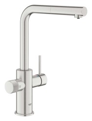 GROHE - Blue Pure Dřezová baterie Minta s filtrační funkcí a výsuvnou koncovkou, supersteel (30590DC0)