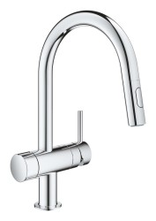 GROHE - Minta Dřezová baterie, s uzavíracím ventilem a vytahovací sprškou , Chrom (31916000)