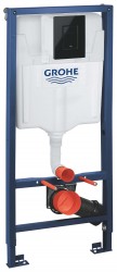 GROHE - Rapid SL Předstěnová instalace s nádržkou pro závěsné WC, tlačítko Skate Cosmopolitan, lesklá černá (39940000)