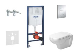 GROHE - Rapid SL Set předstěnové instalace, klozetu a sedátka D-Code, Rimless, SoftClose, tlačítka Skate Cosmo, chrom (38528SET-KK)