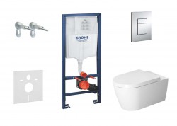 GROHE - Rapid SL Set předstěnové instalace, klozetu a sedátka ME by Starck, Rimless, SoftClose, tlačítka Skate Cosmo, chrom (38528SET-KM)
