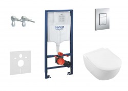 GROHE - Rapid SL Set předstěnové instalace, klozetu a sedátka Subway 2.0, DirectFlush, SoftClose, CeramicPlus a tlačítka Skate Cosmo, chrom (38528SET-KI)