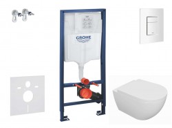 GROHE - Rapid SL Set předstěnové instalace, klozetu Oudee a sedátka softclose, tlačítko Skate Cosmopolitan, alpská bílá (SANI11BA3100)
