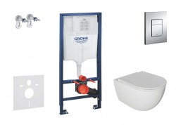 GROHE - Rapid SL Set předstěnové instalace, klozetu Oudee a sedátka softclose, tlačítko Skate Cosmopolitan, chrom (SANI11BA1104)
