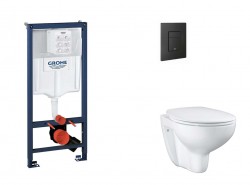 GROHE - Rapid SL Set předstěnové instalace, klozetu, sedátka SoftClose a tlačítka Even, phantom black (SANI11BB5113)