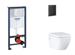 GROHE - Rapid SL Set předstěnové instalace, klozetu, sedátka SoftClose a tlačítka Even, phantom black (SANI11BB5119)