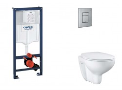 GROHE - Rapid SL Set předstěnové instalace, klozetu, sedátka SoftClose a tlačítka Skate Cosmopolitan, kartáčovaná nerezová ocel (SANI11BB2115)