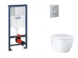 GROHE - Rapid SL Set předstěnové instalace, klozetu, sedátka SoftClose a tlačítka Skate Cosmopolitan, kartáčovaná nerezová ocel (SANI11BB2121)