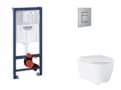 GROHE - Rapid SL Set předstěnové instalace, klozetu, sedátka SoftClose a tlačítka Skate Cosmopolitan, kartáčovaná nerezová ocel (SANI11BB2124)