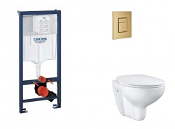 GROHE - Rapid SL Set předstěnové instalace, klozetu, sedátka SoftClose a tlačítka Skate Cosmopolitan, kartáčovaný Cool Sunrise (SANI11BB4121)