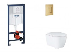 GROHE - Rapid SL Set předstěnové instalace, klozetu, sedátka SoftClose a tlačítka Skate Cosmopolitan, kartáčovaný Cool Sunrise (SANI11BB4136)