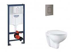 GROHE - Rapid SL Set předstěnové instalace, klozetu, sedátka SoftClose a tlačítka Skate Cosmopolitan, kartáčovaný Hard Graphite (SANI11BB5114)