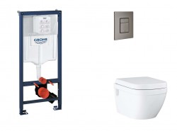 GROHE - Rapid SL Set předstěnové instalace, klozetu, sedátka SoftClose a tlačítka Skate Cosmopolitan, kartáčovaný Hard Graphite (SANI11BB5120)