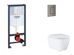 GROHE - Rapid SL Set předstěnové instalace, klozetu, sedátka SoftClose a tlačítka Skate Cosmopolitan, kartáčovaný Hard Graphite (SANI11BB5123)