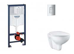 GROHE - Rapid SL Set předstěnové instalace, klozetu, sedátka SoftClose a tlačítka Skate Cosmopolitan, matný chrom (SANI11BB2114)