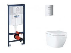 GROHE - Rapid SL Set předstěnové instalace, klozetu, sedátka SoftClose a tlačítka Skate Cosmopolitan, Triple Vortex, chrom (SANI11BB2116)