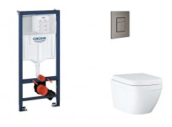 GROHE - Rapid SL Set předstěnové instalace, klozetu, sedátka SoftClose a tlačítka Skate Cosmopolitan, Triple Vortex, kartáčovaný Hard Graphite (SANI11BB5117)