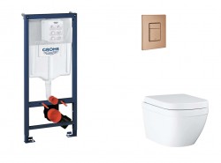 GROHE - Rapid SL Set předstěnové instalace, klozetu, sedátka SoftClose a tlačítka Skate Cosmopolitan, Triple Vortex, kartáčovaný Warm Sunset (SANI11BB4128)