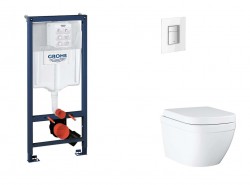 GROHE - Rapid SL Set předstěnové instalace, klozetu, sedátka SoftClose a tlačítka Skate Cosmopolitan, Triple Vortex, Moon White (SANI11BB3123)
