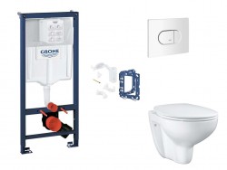 GROHE - Rapid SL Set předstěnové instalace, klozetu, sedátka SoftClose, tlačítka Arena Cosmopolitan a sady pro vhazování tablet, alpská bílá (SANI11BB3147)
