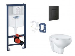 GROHE - Rapid SL Set předstěnové instalace, klozetu, sedátka SoftClose, tlačítka Even a sady pro vhazování tablet, phantom black (SANI11BB5133)