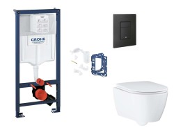 GROHE - Rapid SL Set předstěnové instalace, klozetu, sedátka SoftClose, tlačítka Even a sady pro vhazování tablet, phantom black (SANI11BB5139)