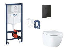 GROHE - Rapid SL Set předstěnové instalace, klozetu, sedátka SoftClose, tlačítka Even a sady pro vhazování tablet, Triple Vortex, phantom black (SANI11BB5135)