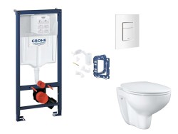 GROHE - Rapid SL Set předstěnové instalace, klozetu, sedátka SoftClose, tlačítka Skate Cosmopolitan a sady pro vhazování tablet, alpská bílá (SANI11BB3145)