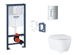 GROHE - Rapid SL Set předstěnové instalace, klozetu, sedátka SoftClose, tlačítka Skate Cosmopolitan a sady pro vhazování tablet, chrom (SANI11BB2139)