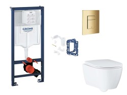 GROHE - Rapid SL Set předstěnové instalace, klozetu, sedátka SoftClose, tlačítka Skate Cosmopolitan a sady pro vhazování tablet, Cool Sunrise (SANI11BB4163)