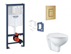 GROHE - Rapid SL Set předstěnové instalace, klozetu, sedátka SoftClose, tlačítka Skate Cosmopolitan a sady pro vhazování tablet, kartáčovaný Cool Sunrise (SANI11BB4153)