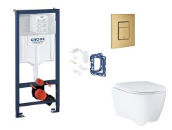 GROHE - Rapid SL Set předstěnové instalace, klozetu, sedátka SoftClose, tlačítka Skate Cosmopolitan a sady pro vhazování tablet, kartáčovaný Cool Sunrise (SANI11BB4162)