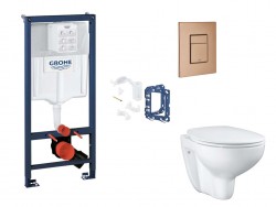 GROHE - Rapid SL Set předstěnové instalace, klozetu, sedátka SoftClose, tlačítka Skate Cosmopolitan a sady pro vhazování tablet, kartáčovaný Warm Sunset (SANI11BB4155)