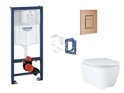 GROHE - Rapid SL Set předstěnové instalace, klozetu, sedátka SoftClose, tlačítka Skate Cosmopolitan a sady pro vhazování tablet, kartáčovaný Warm Sunset (SANI11BB4164)