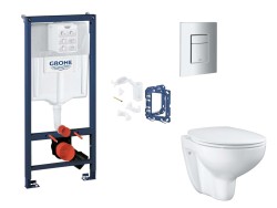 GROHE - Rapid SL Set předstěnové instalace, klozetu, sedátka SoftClose, tlačítka Skate Cosmopolitan a sady pro vhazování tablet, matný chrom (SANI11BB2134)