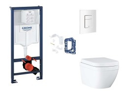 GROHE - Rapid SL Set předstěnové instalace, klozetu, sedátka SoftClose, tlačítka Skate Cosmopolitan a sady pro vhazování tablet, Triple Vortex, alpská bílá (SANI11BB3148)
