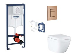 GROHE - Rapid SL Set předstěnové instalace, klozetu, sedátka SoftClose, tlačítka Skate Cosmopolitan a sady pro vhazování tablet, Triple Vortex, kartáčovaný Warm Sunset (SANI11BB4158)