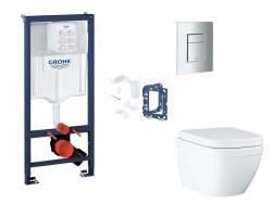 GROHE - Rapid SL Set předstěnové instalace, klozetu, sedátka SoftClose, tlačítka Skate Cosmopolitan a sady pro vhazování tablet, Triple Vortex, matný chrom (SANI11BB2136)