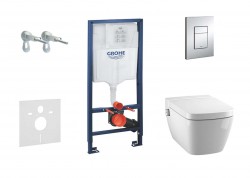 GROHE - Rapid SL Set předstěnové instalace, sprchovací toalety a sedátka Tece, tlačítka Skate Cosmo, Rimless, SoftClose, chrom (38528SET-KT)