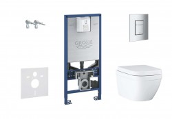 GROHE - Rapid SLX Set předstěnové instalace, klozetu a sedátka, tlačítka Skate Cosmopolitan S, Rimless, softclose (39603SET-KX)