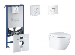 GROHE - Rapid SLX Set předstěnové instalace, klozetu, sedátka SoftClose a tlačítka Arena Cosmopolitan, alpská bílá (SANI11BB3112)