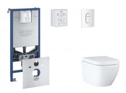 GROHE - Rapid SLX Set předstěnové instalace, klozetu, sedátka SoftClose a tlačítka Arena Cosmopolitan, Triple Vortex, alpská bílá (SANI11BB3106)