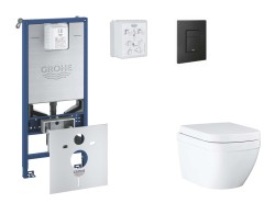GROHE - Rapid SLX Set předstěnové instalace, klozetu, sedátka SoftClose a tlačítka Even, Triple Vortex, phantom black (SANI11BB5104)