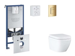 GROHE - Rapid SLX Set předstěnové instalace, klozetu, sedátka SoftClose a tlačítka Skate Cosmopolitan, Triple Vortex, Cool Sunrise (SANI11BB4107)