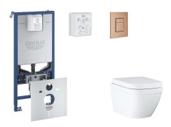 GROHE - Rapid SLX Set předstěnové instalace, klozetu, sedátka SoftClose a tlačítka Skate Cosmopolitan, Triple Vortex, kartáčovaný Warm Sunset (SANI11BB4108)
