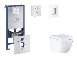 GROHE - Rapid SLX Set předstěnové instalace, klozetu, sedátka SoftClose a tlačítka Skate Cosmopolitan, Triple Vortex, Moon White (SANI11BB3107)