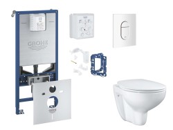 GROHE - Rapid SLX Set předstěnové instalace, klozetu, sedátka SoftClose, tlačítka Arena Cosmopolitan a sady pro vhazování tablet, alpská bílá (SANI11BB3134)