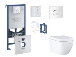 GROHE - Rapid SLX Set předstěnové instalace, klozetu, sedátka SoftClose, tlačítka Arena Cosmopolitan a sady pro vhazování tablet, Triple Vortex, alpská bílá (SANI11BB3138)