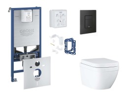 GROHE - Rapid SLX Set předstěnové instalace, klozetu, sedátka SoftClose, tlačítka Even a sady pro vhazování tablet, Triple Vortex, phantom black (SANI11BB5127)