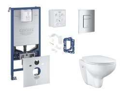 GROHE - Rapid SLX Set předstěnové instalace, klozetu, sedátka SoftClose, tlačítka Skate Cosmopolitan a sady pro vhazování tablet, chrom (SANI11BB2125)